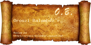Oroszi Balambér névjegykártya